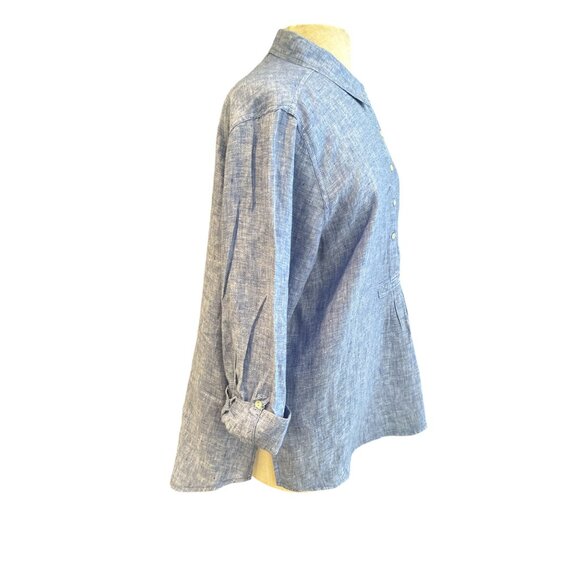 Womens Jones New York Blue Linen Button-Down Shirt Size XL - Picture 4 of 8